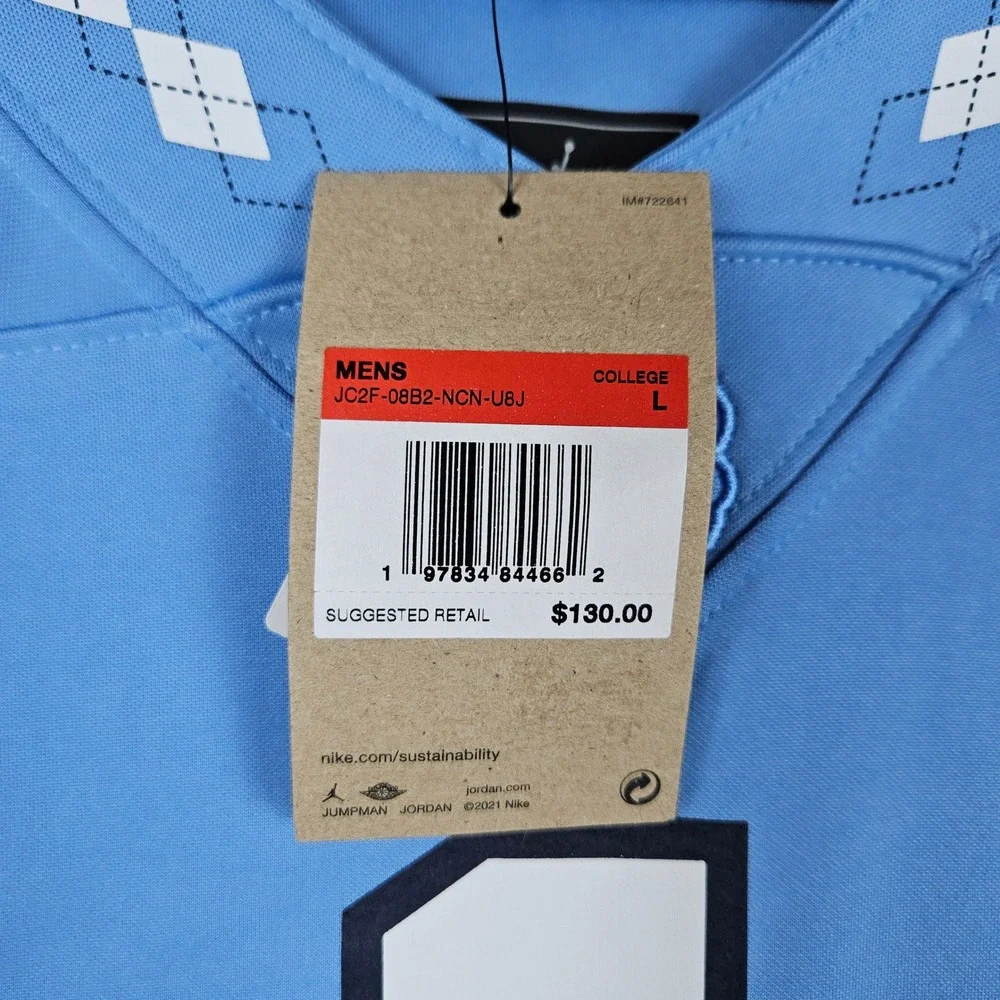 Jordan #1 (Men's Large) Blue UNC Tar Heels Jersey Football Argyle NCAA Dri-Fit